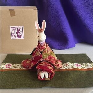 Ceramic Rabbit Figurine in Kimono